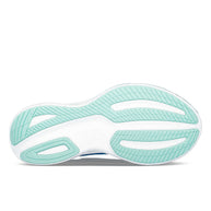 Ride 17 - Women by Saucony in white and teal with PWRRUN+ foam cushioning, lightweight road running shoe for comfort and daily runs