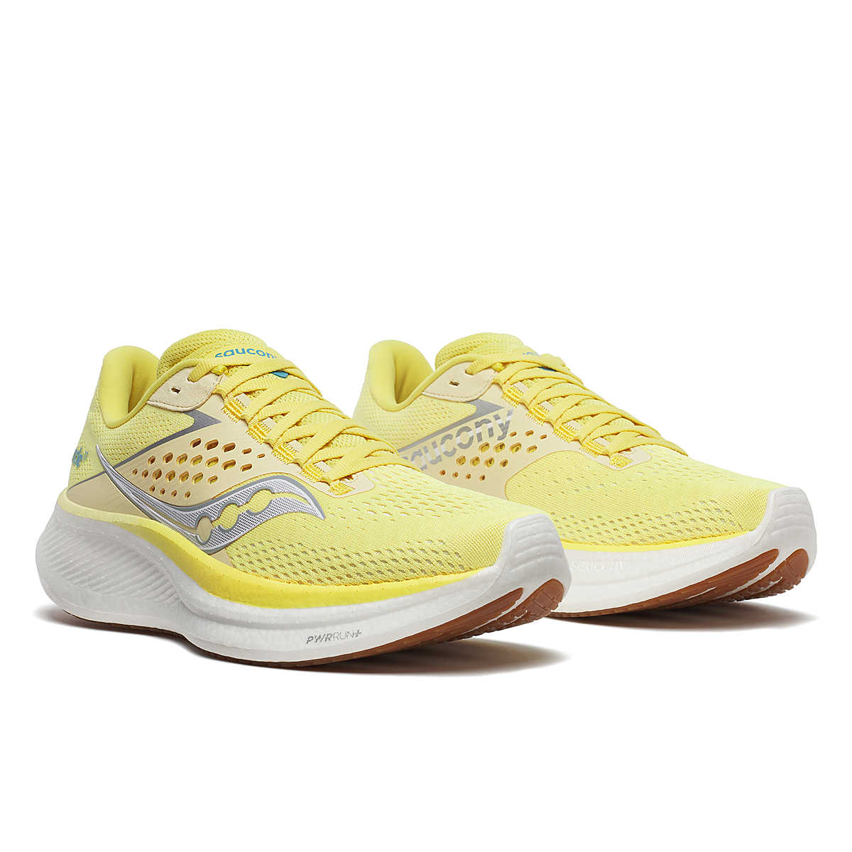 Ride 17 - Women by Saucony in yellow and white lightweight road running shoes with PWRRUN+ cushioning for comfort and daily use