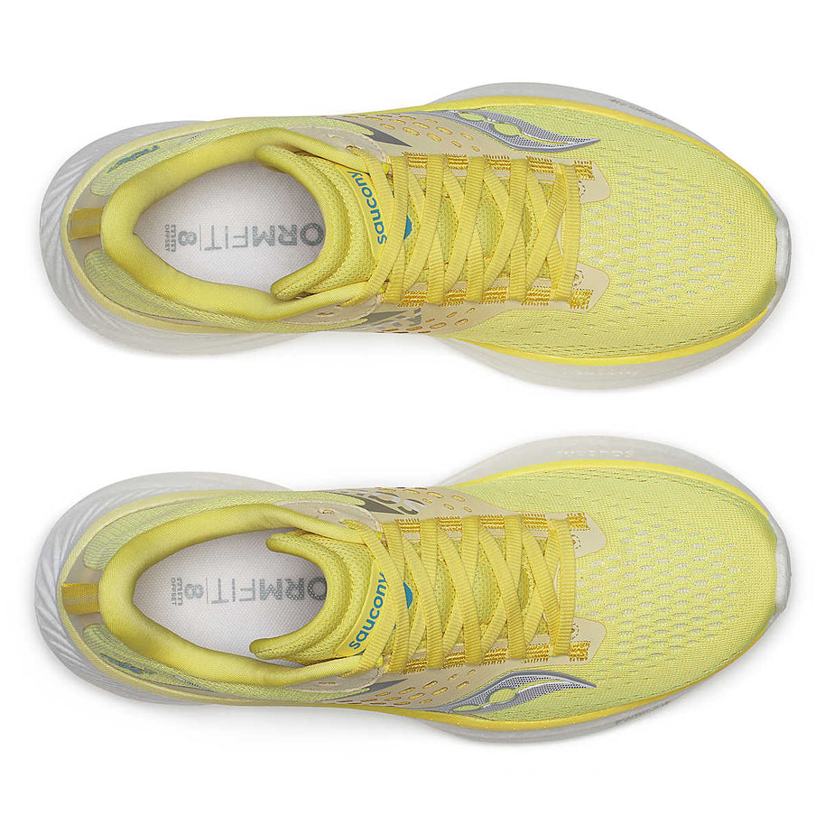 Ride 17 - Women by Saucony in yellow with PWRRUN+ cushioning, lightweight road running shoes designed for comfort and daily runs