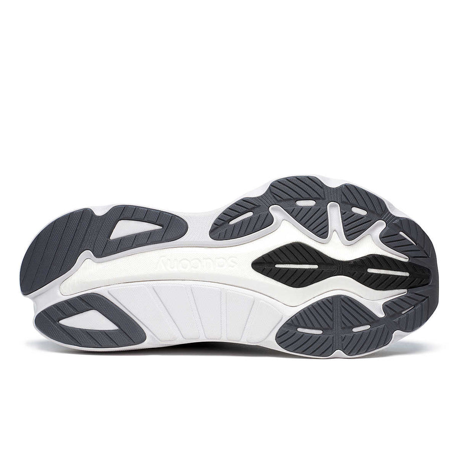 Hurricane 24 - Women by Saucony in white and black, max cushioned running shoe with dual foam for comfort and road running.