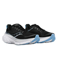 Guide 17 - Women by Saucony in black and blue with PWRRUN cushioning and CenterPath support for natural, secure road running