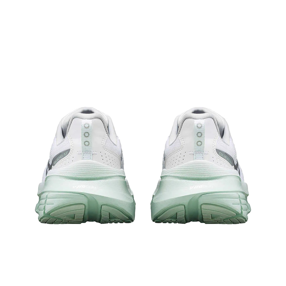 Guide 17 - Women by Saucony in white and light green with PWRRUN cushioning and CenterPath technology for natural road running motion