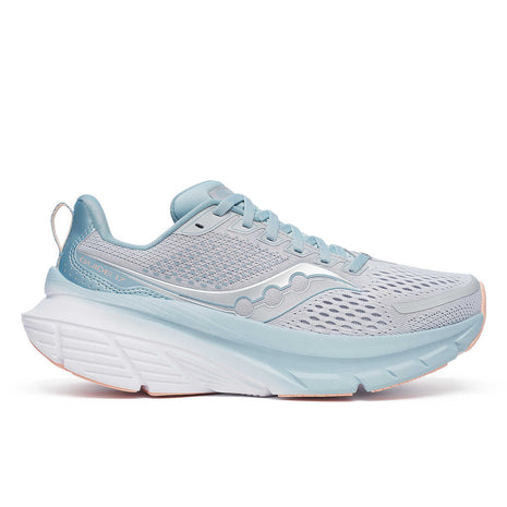 Guide 17 - Women by Saucony in light blue and white with PWRRUN cushioning and CenterPath support platform for road running