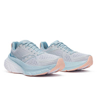 Guide 17 - Women by Saucony in light blue and peach with PWRRUN cushioning and CenterPath support for natural, secure running