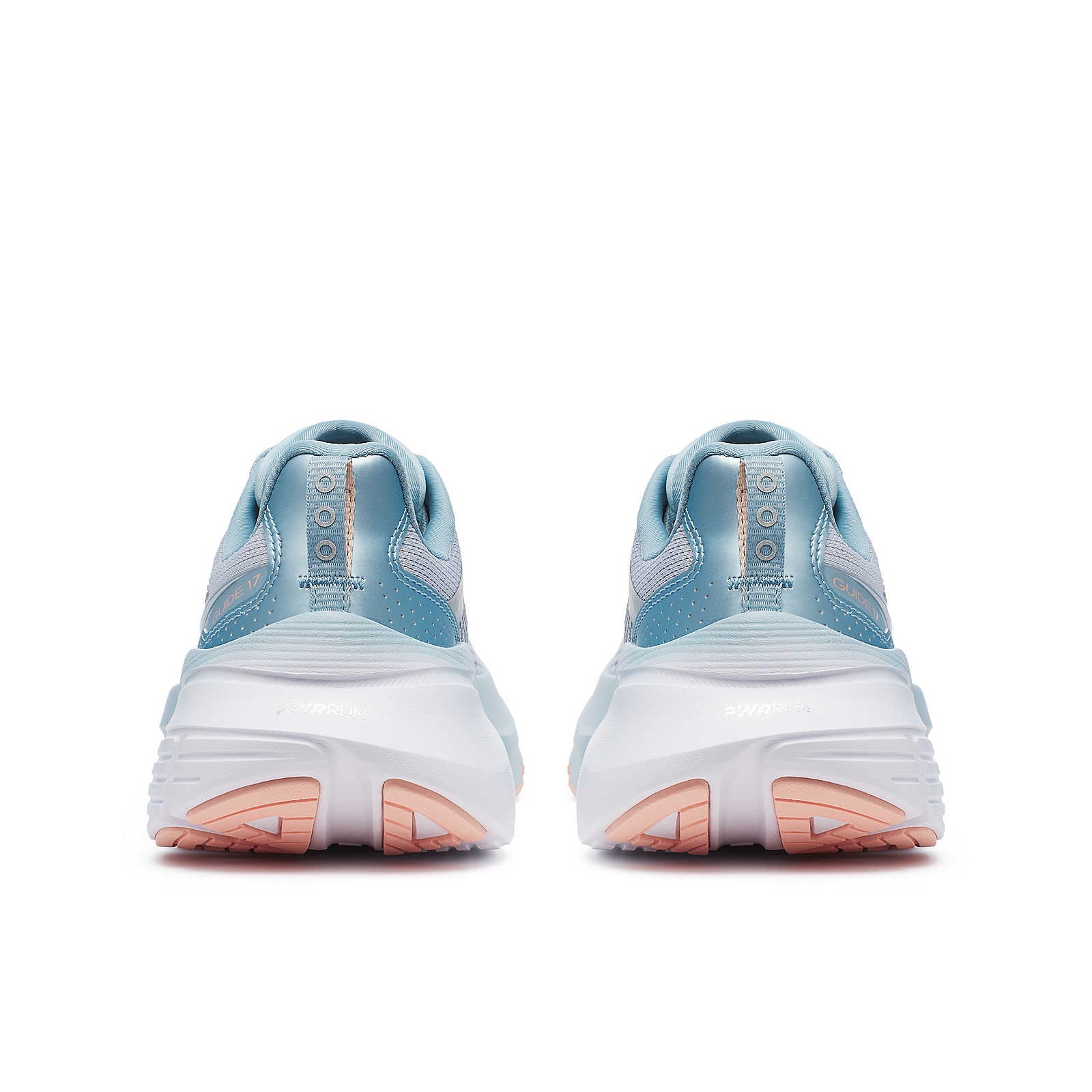 Guide 17 - Women by Saucony in blue and peach with PWRRUN cushioning and CenterPath support for natural, secure running