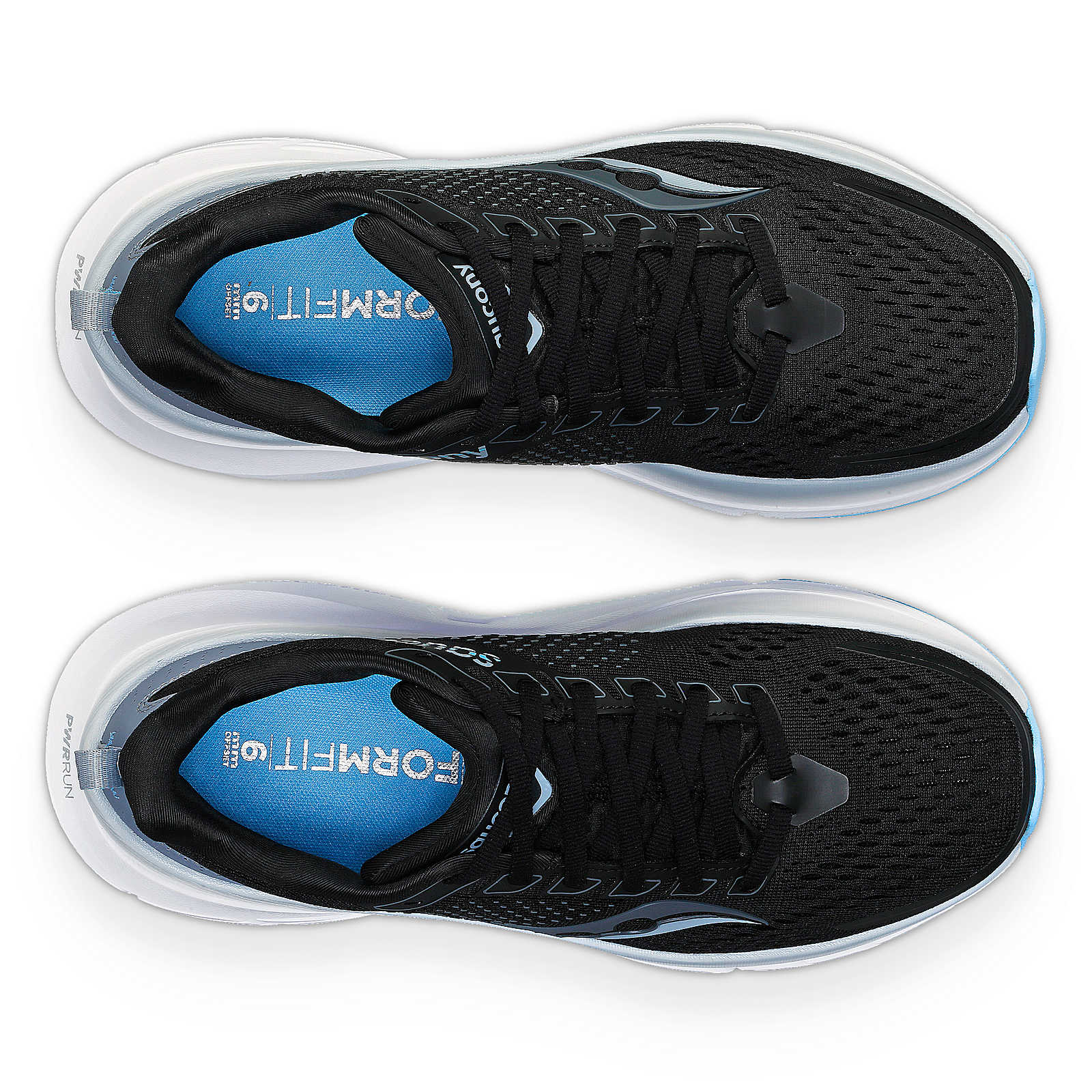 Guide 17 Wide - Women by Saucony in black and white with PWRRUN cushioning and CenterPath for natural secure road running