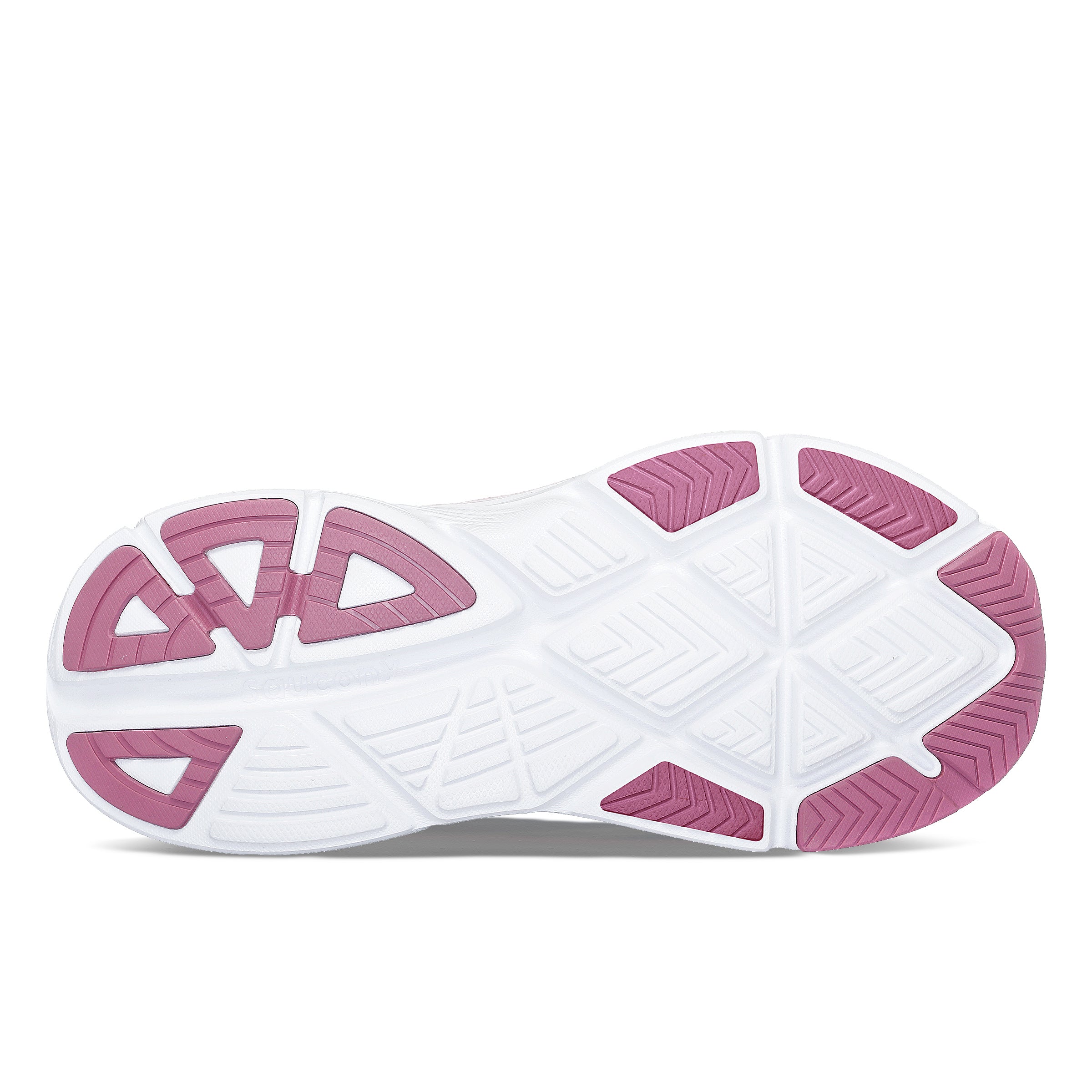 Guide 17 Wide - Women by Saucony white and pink outsole with PWRRUN cushioning and CenterPath support for road running and stability
