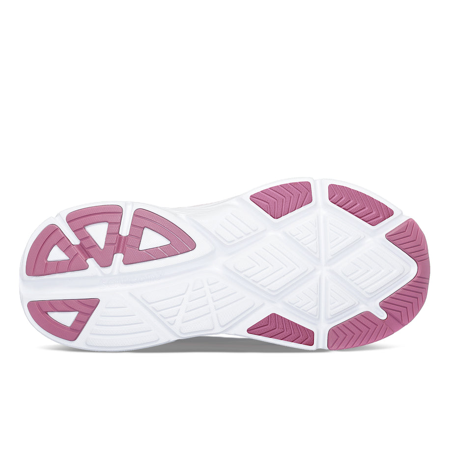 Guide 17 Wide - Women by Saucony white and pink outsole with PWRRUN cushioning and CenterPath support for road running and stability
