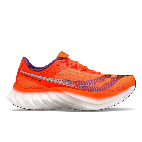 Endorphin PRO 4 - Women by Saucony in orange and purple, responsive road running shoe designed for long-distance rides