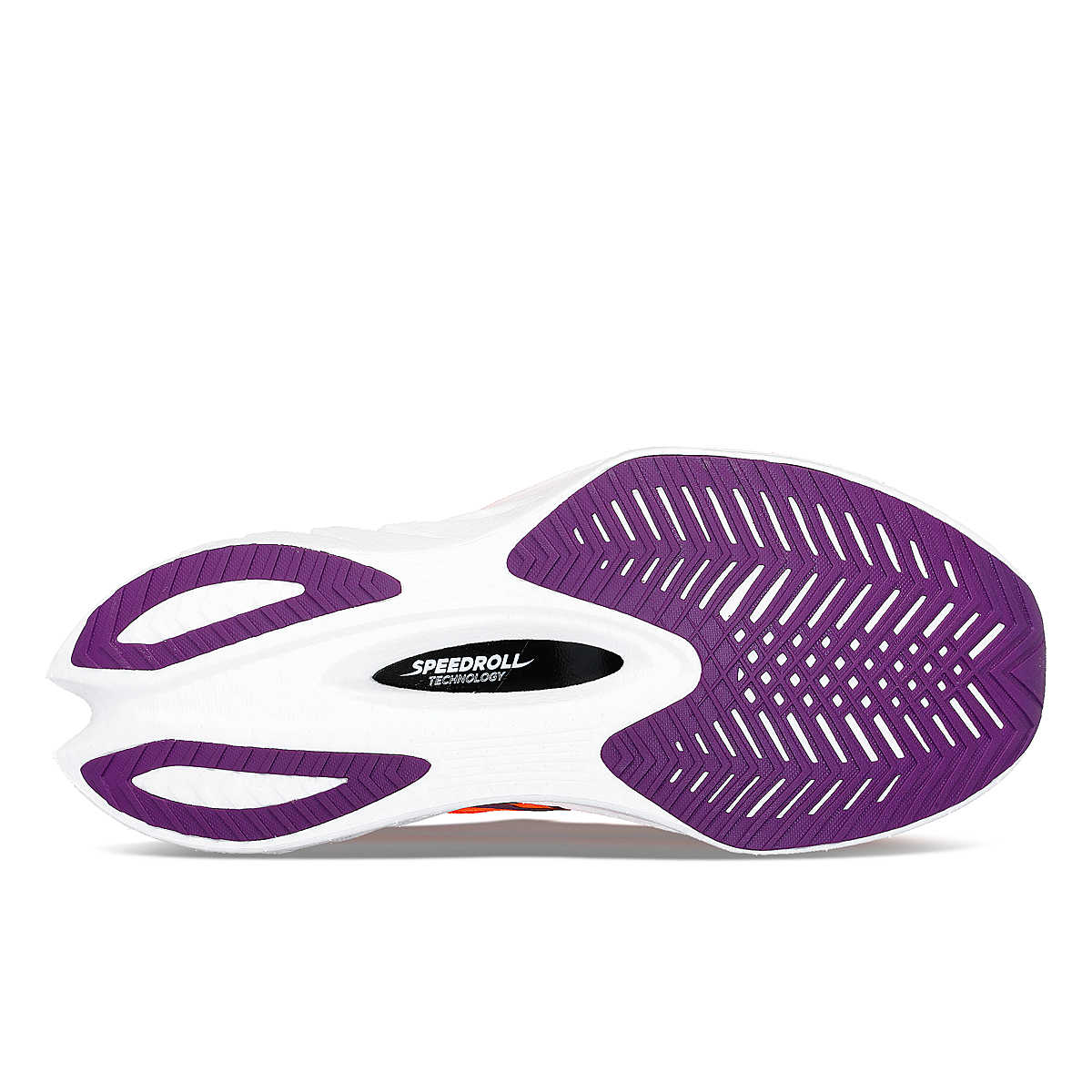 Endorphin PRO 4 - Women by Saucony in white and purple with Speedroll technology, lightweight road running shoes for long-distance performance