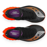 Endorphin PRO 4 - Women by Saucony in black and orange, lightweight responsive road shoe designed for long-distance running and speed.