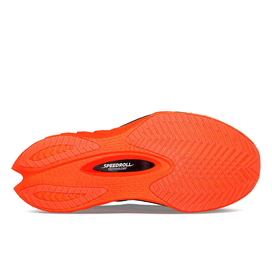 Endorphin PRO 4 - Women by Saucony in bright orange with Speedroll technology for responsive long-distance road running shoes