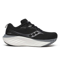 Saucony Triumph 22 - Women running shoes in black and grey with advanced foam cushioning, designed for joyful long-distance running.