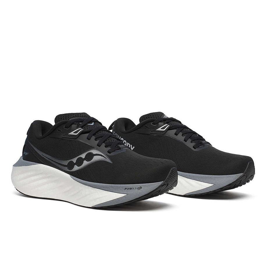 Saucony Triumph 22 - Women black and gray running shoes with advanced foam cushioning for comfortable joyful running and long distance use