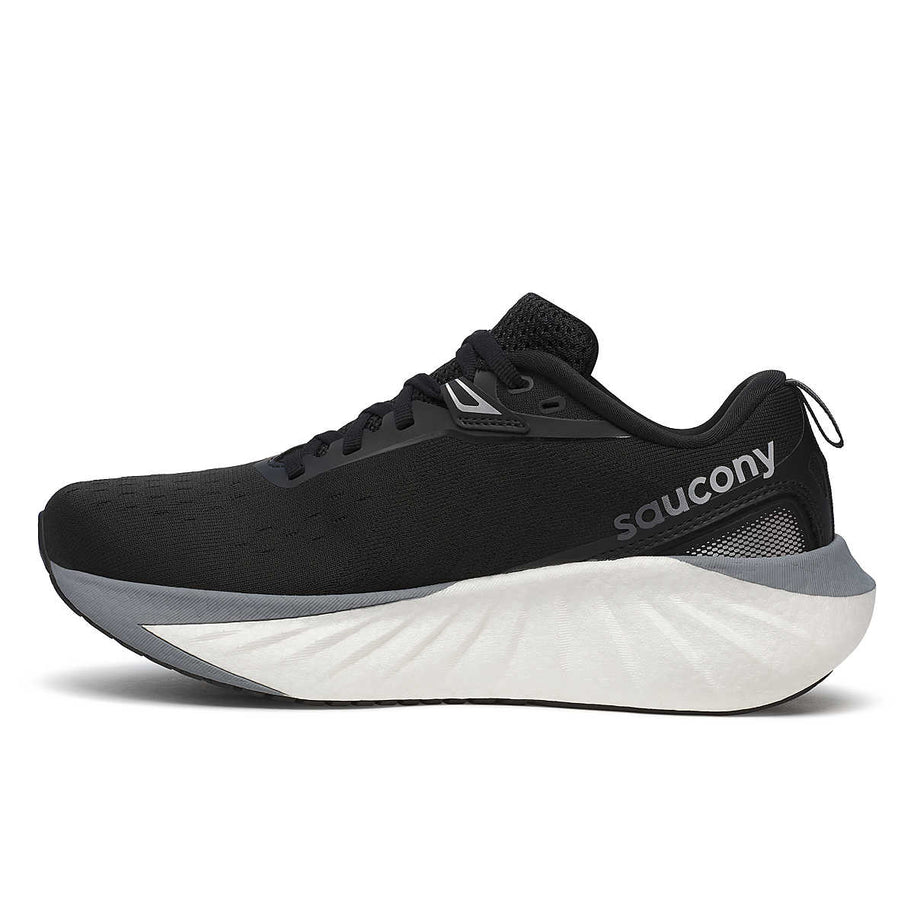 Saucony Triumph 22 - Women black and white running shoe with advanced foam for enhanced comfort, perfect for joyful running in Canada.