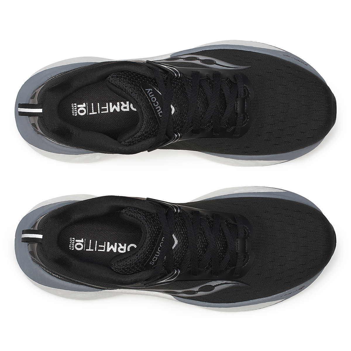 Saucony Triumph 22 - Women black and grey running shoes with enhanced foam cushioning for joyful, comfortable running in Canada running store.