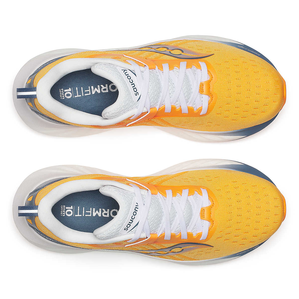 Saucony Triumph 22 - Women running shoes in yellow with white accents, featuring advanced foam for joyful long-distance running comfort.