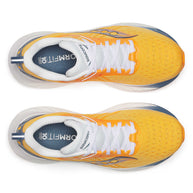 Saucony Triumph 22 - Women running shoes in yellow with white accents, featuring advanced foam for joyful long-distance running comfort.