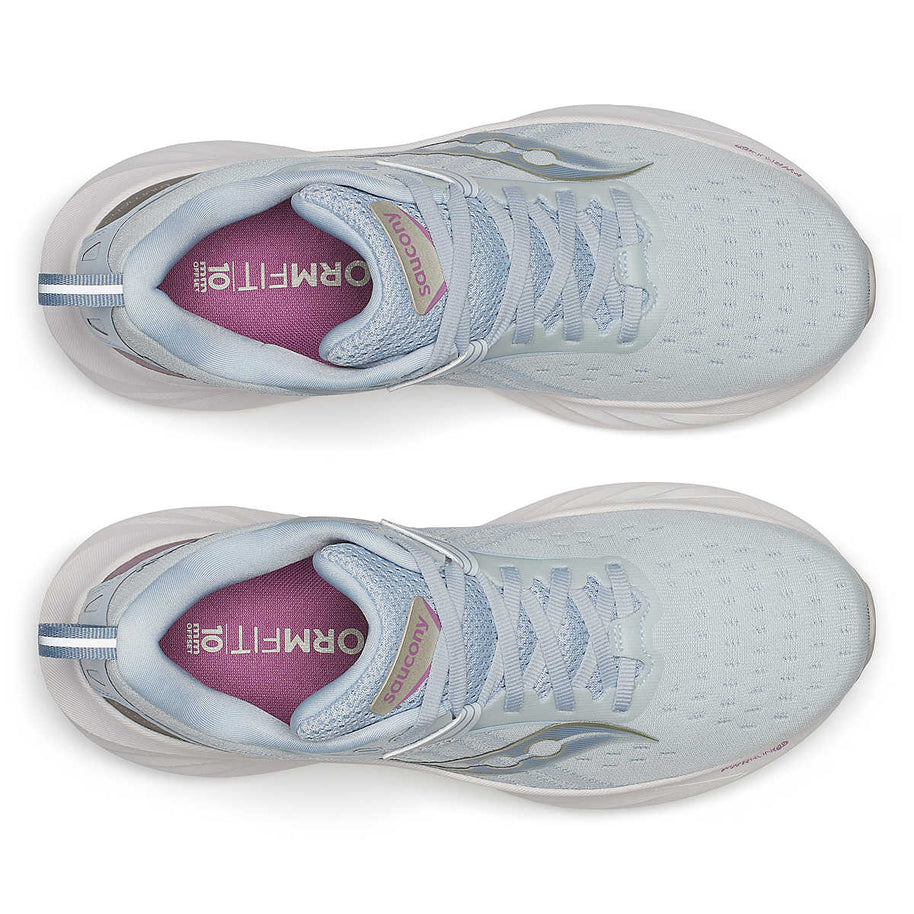 Saucony Triumph 22 - Women running shoes in light blue with advanced foam comfort, designed for joyful, long-distance running in Canada.