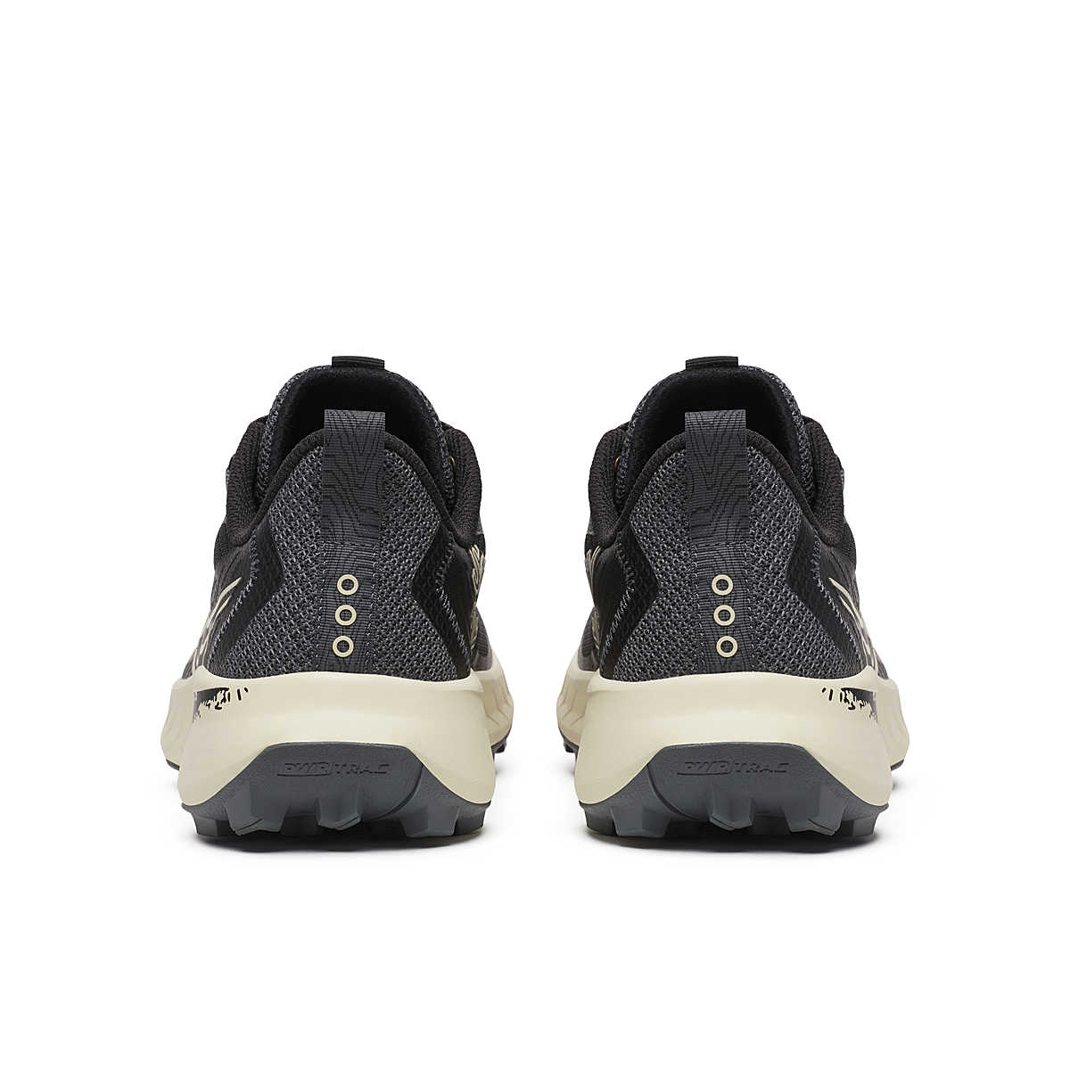 Peregrine 15 - Women by Saucony in black and beige with PWRTRAC outsole for durable grip, ideal trail running and hiking shoes