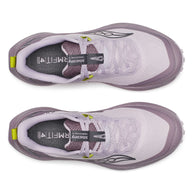 Peregrine 15 - Women by Saucony in light purple and grey with PWRTRAC outsole for durable grip on rugged trails and outdoor running