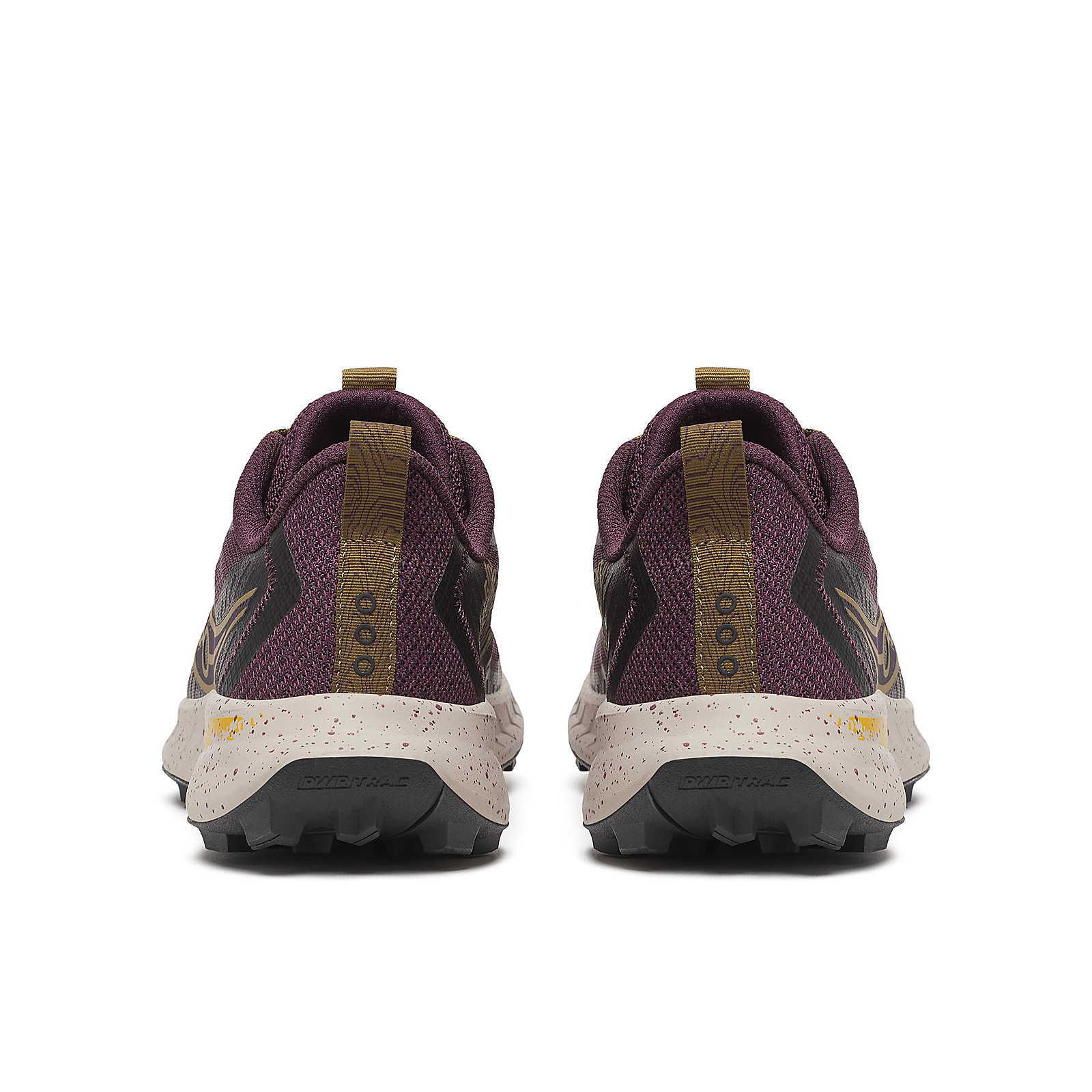 Peregrine 15 - Women by Saucony in purple and brown with durable PWRTRAC outsole for trail running and rugged outdoor terrain