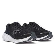Guide 18 Wide - Women by Saucony in black and grey with PWRRUN cushioning, CenterPath technology, lightweight road running shoe