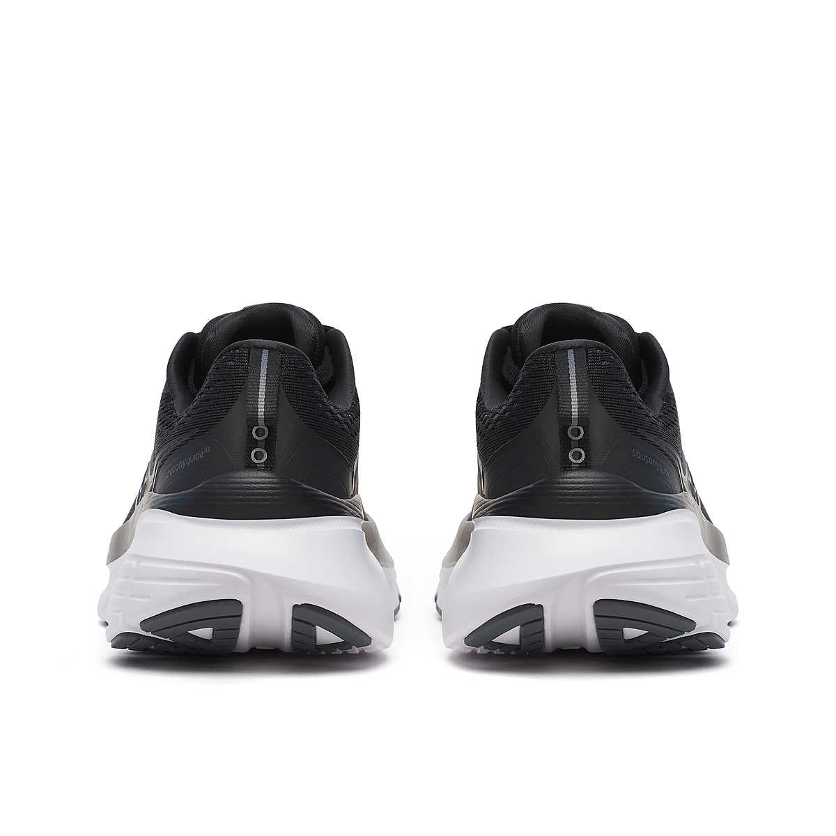 Guide 18 Wide - Women by Saucony in black and white with PWRRUN cushioning and CenterPath technology for road running comfort and support