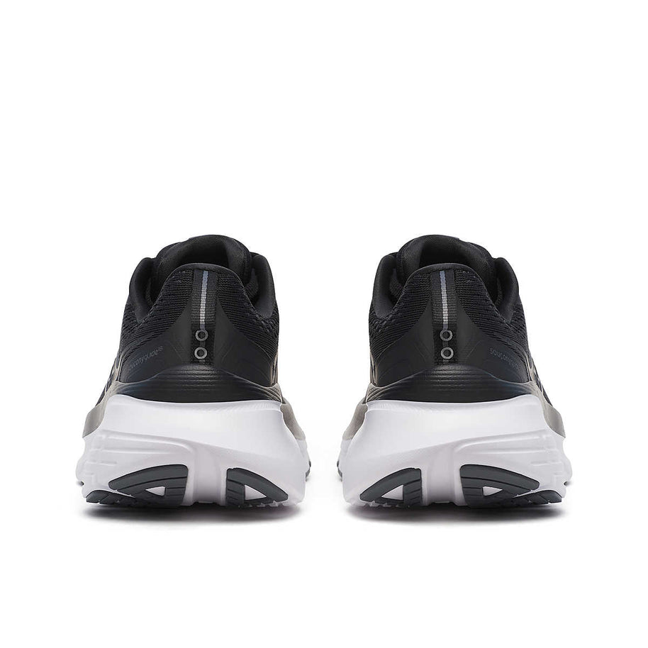 Guide 18 Wide - Women by Saucony in black and white with PWRRUN cushioning and CenterPath technology for road running comfort and support