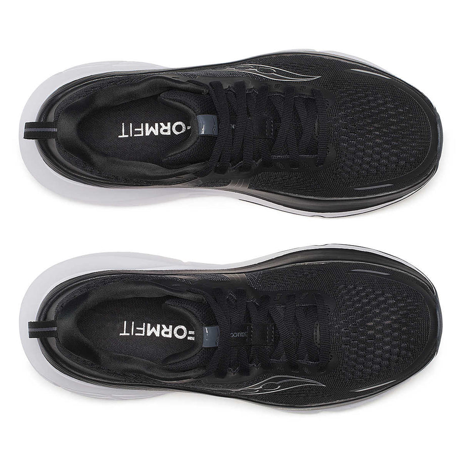 Guide 18 Wide - Women by Saucony in black with enhanced PWRRUN cushioning and CenterPath technology for road running comfort