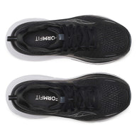 Guide 18 - Women by Saucony in black with enhanced PWRRUN cushioning and CenterPath technology, ideal for road running.
