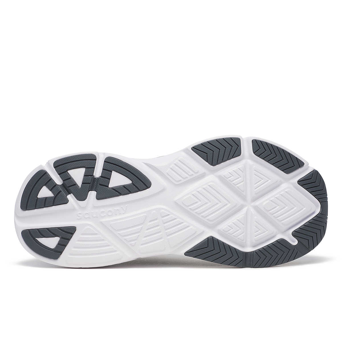 Guide 18 Wide - Women by Saucony in white and black with durable outsole, PWRRUN cushioning for road running and all-day comfort