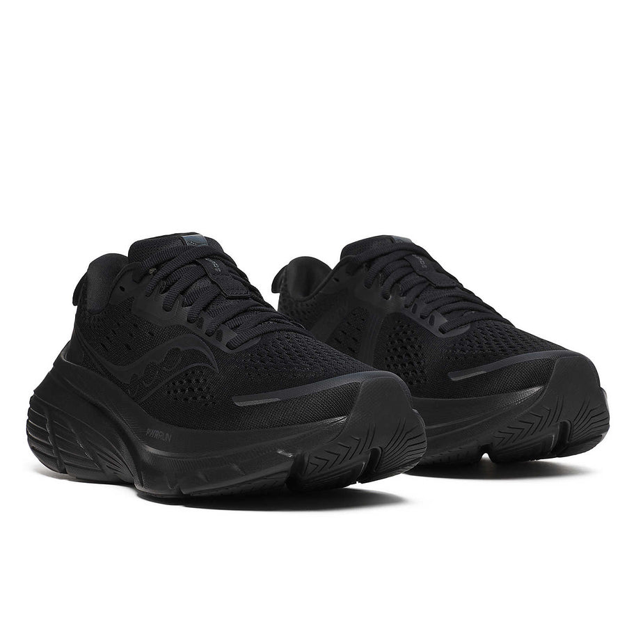 Guide 18 - Women by Saucony in black with PWRRUN cushioning and CenterPath technology, road running shoes designed for comfort and protection