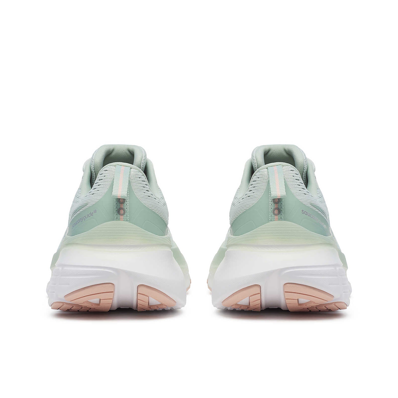 Guide 18 - Women by Saucony in light green and white with enhanced PWRRUN cushioning, road running shoes designed for comfort and support