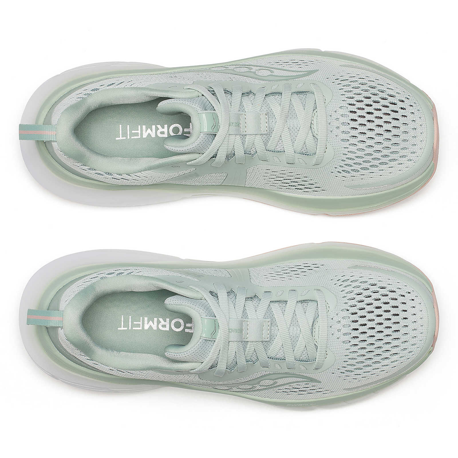 Guide 18 - Women by Saucony in light green and white, cushioned running shoes with PWRRUN and CenterPath technology for road running comfort