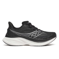 Endorphin Speed 5 - Women by Saucony in black and white, lightweight road running shoe with nylon plate and PWRRUN PB cushioning for speed and smooth strides