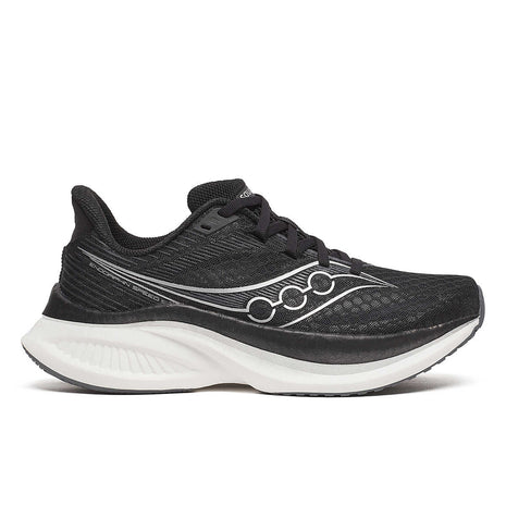 Endorphin Speed 5 - Women by Saucony in black and white, lightweight road running shoe with nylon plate and PWRRUN PB cushioning for speed and smooth strides