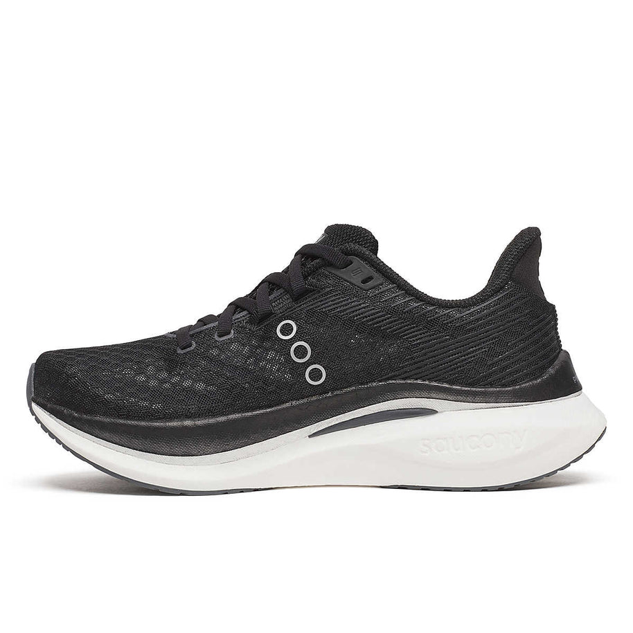 Endorphin Speed 5 - Women by Saucony in black with nylon plate and PWRRUN PB cushioning for fast, smooth road running and racing