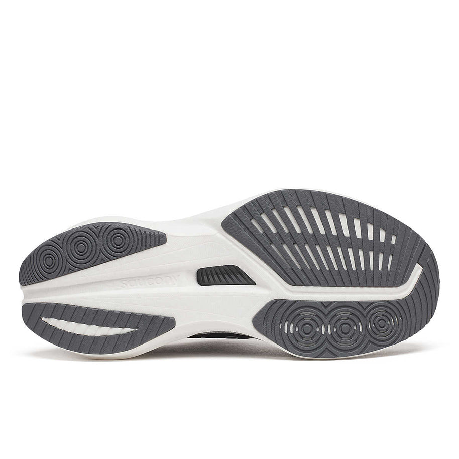 Endorphin Speed 5 - Women by Saucony in white and grey with nylon plate and PWRRUN PB cushioning for lightweight road running and speed training