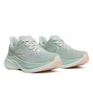 Endorphin Speed 5 - Women by Saucony in light green and beige with nylon plate and PWRRUN PB cushioning for fast road running and racing