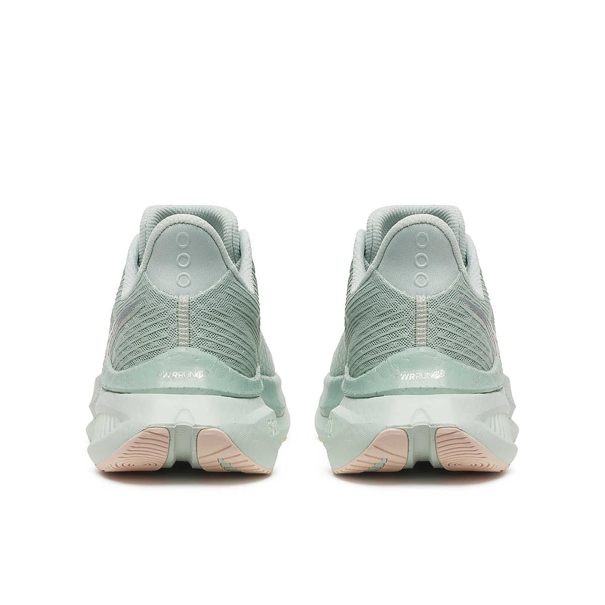 Endorphin Speed 5 - Women by Saucony in light green and peach, road running shoe with nylon plate and PWRRUN PB cushioning for speed and smooth strides