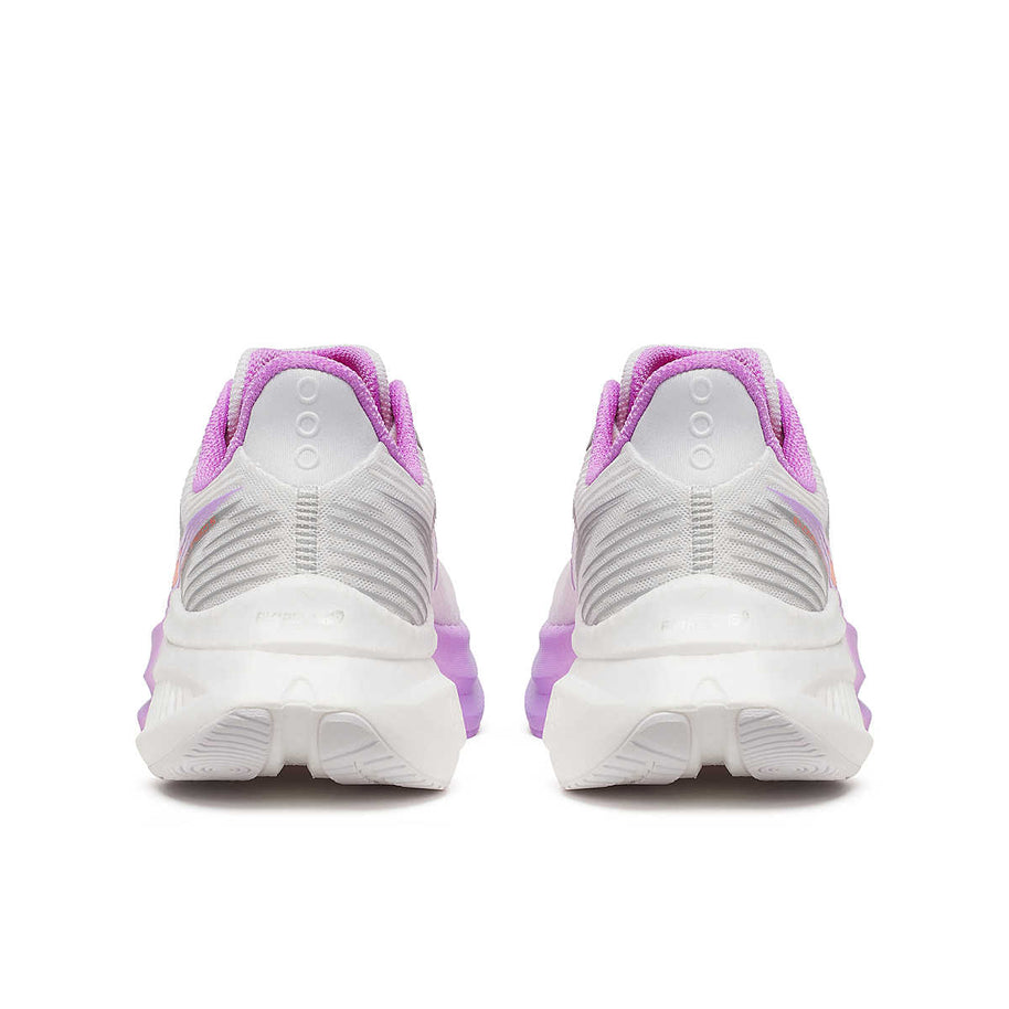 Endorphin Speed 5 - Women by Saucony in white and pink with nylon plate and PWRRUN PB cushioning for fast, smooth road running