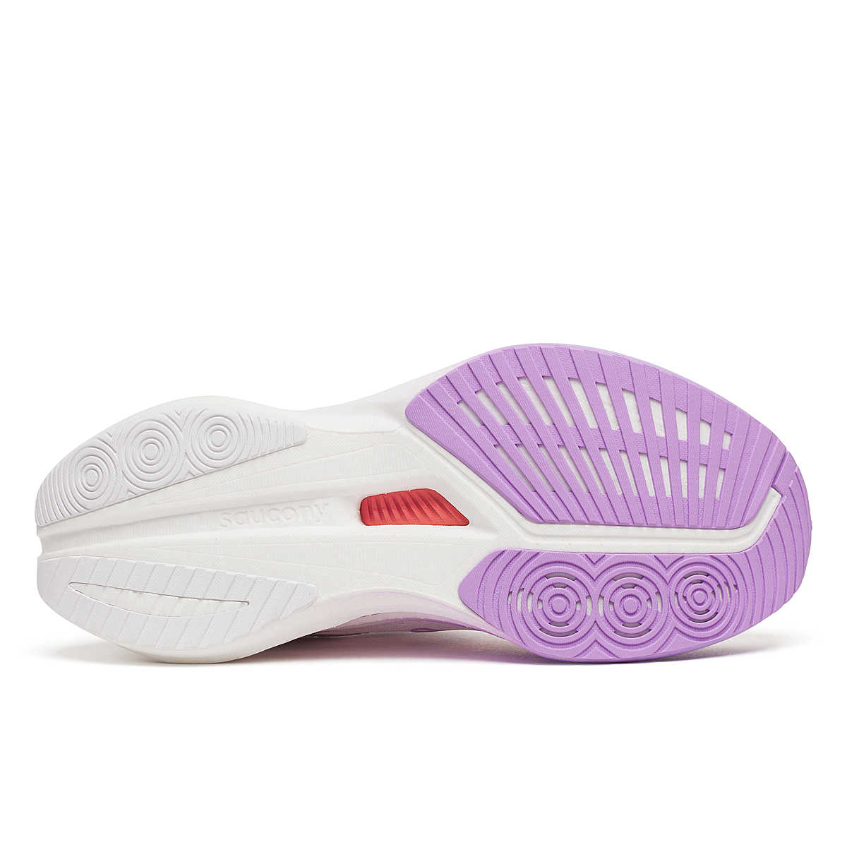 Endorphin Speed 5 - Women by Saucony in white and lavender with nylon plate and PWRRUN PB cushioning for fast road running and racing