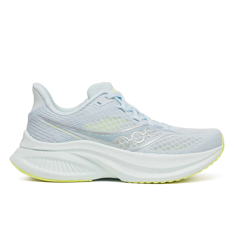 Endorphin Speed 5 - Women by Saucony in light blue with fresh nylon plate and PWRRUN PB cushioning for road running and racing speed