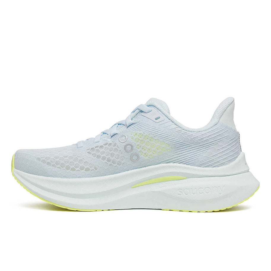 Endorphin Speed 5 - Women by Saucony in light blue with nylon plate and PWRRUN PB cushioning for fast road running and personal records