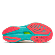 Endorphin Speed 5 - Women by Saucony in teal and pink with nylon plate and PWRRUN PB cushioning for road running and speed performance