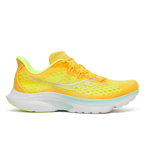 Kinvara 16 - Women by Saucony in yellow and lime with PWRRUN cushioning for lightweight, smooth running trainer ideal for everyday use