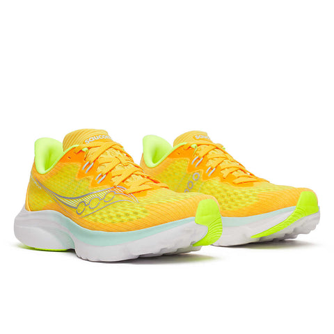 Kinvara 16 - Women by Saucony in bright yellow and lime, lightweight trainer with PWRRUN cushioning for energized running and daily use
