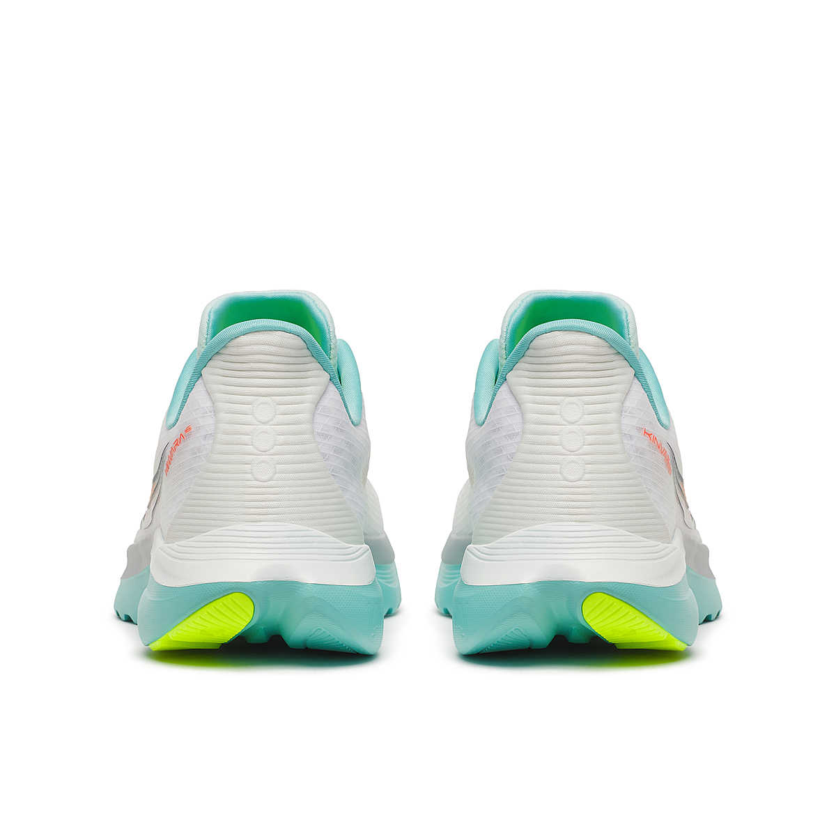 Kinvara 16 - Women by Saucony in white and aqua with PWRRUN cushioning for lightweight, smooth, energized road running trainers