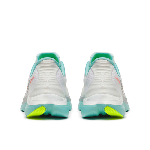 Kinvara 16 - Women by Saucony in white and aqua with PWRRUN cushioning for lightweight, smooth, energized road running trainers